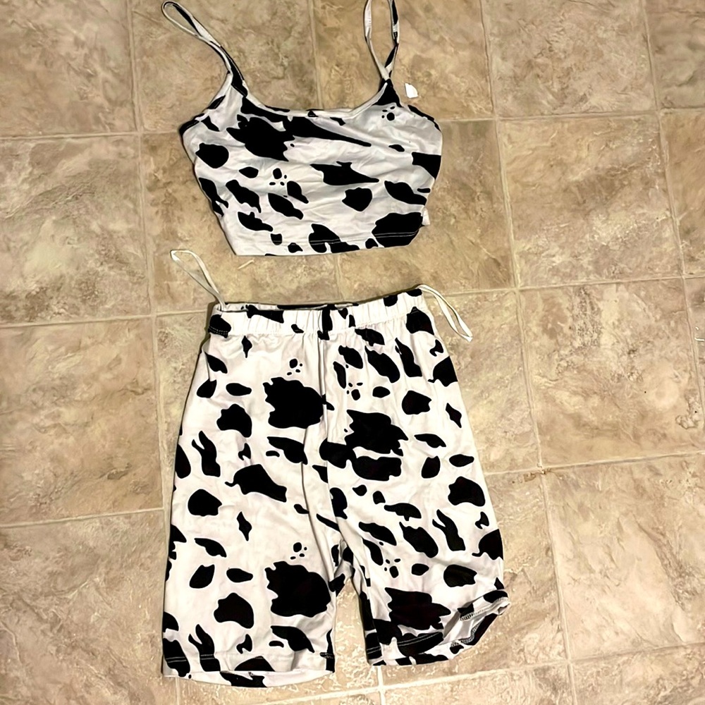 Cow print matching set